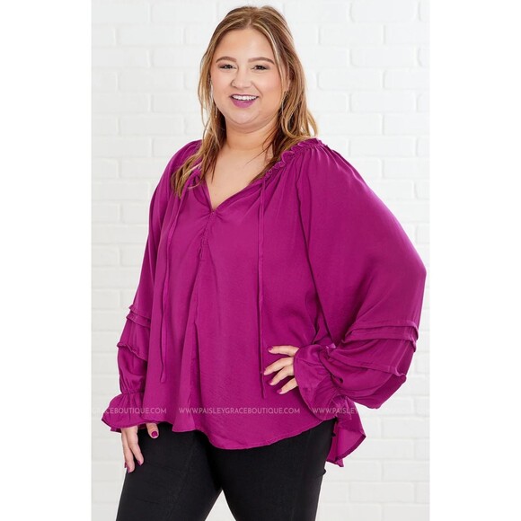 GIGIO "Steal the Show" Poet Boho Blouse - Magenta, 1XL - Picture 6 of 10